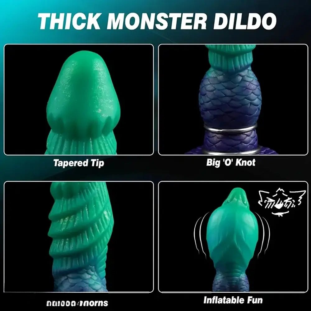 Ombre monster knot fantasy silicone dildo, photo 3
