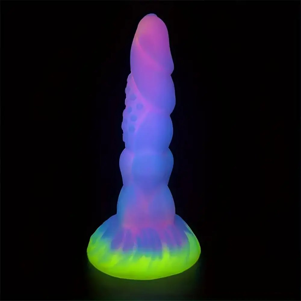 Knotted ridged silicone fantasy dildo with suction cup base, photo 10
