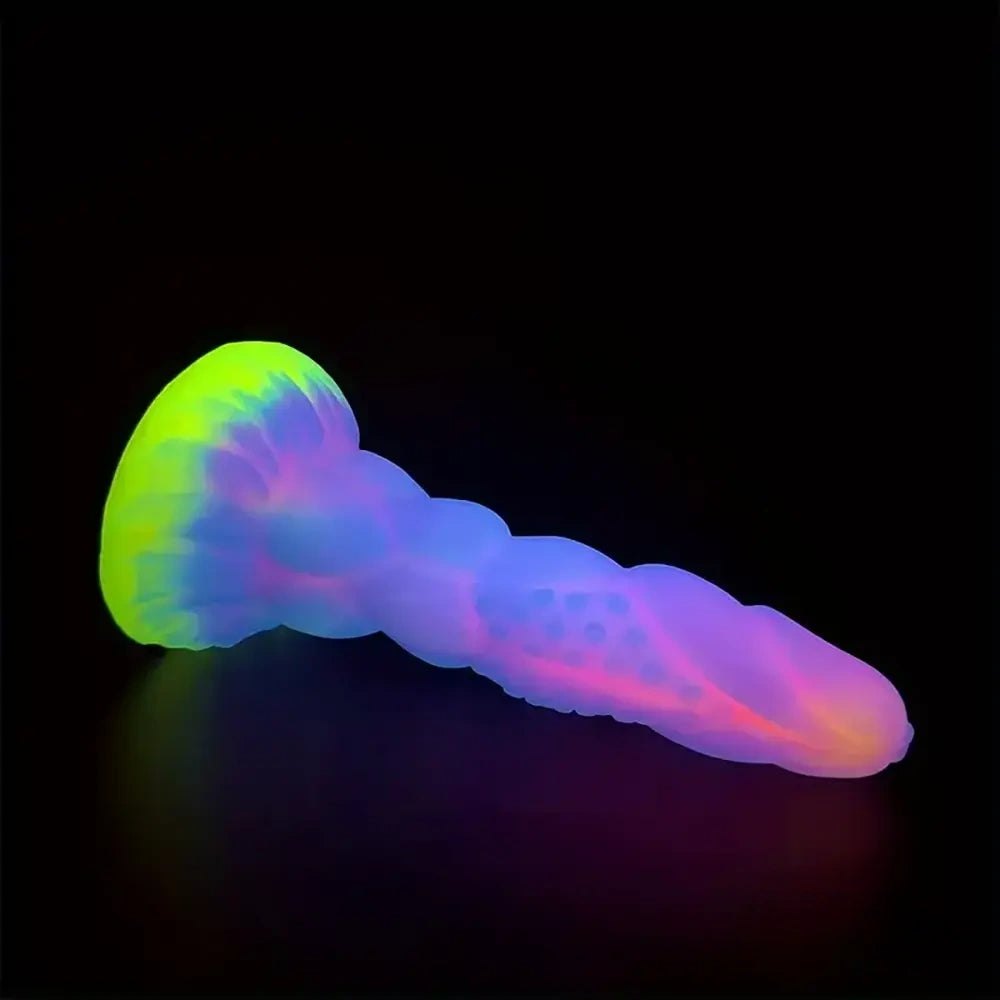 Knotted ridged silicone fantasy dildo with suction cup base, photo 11