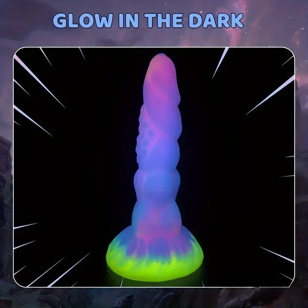 Knotted ridged silicone fantasy dildo with suction cup base, photo 12