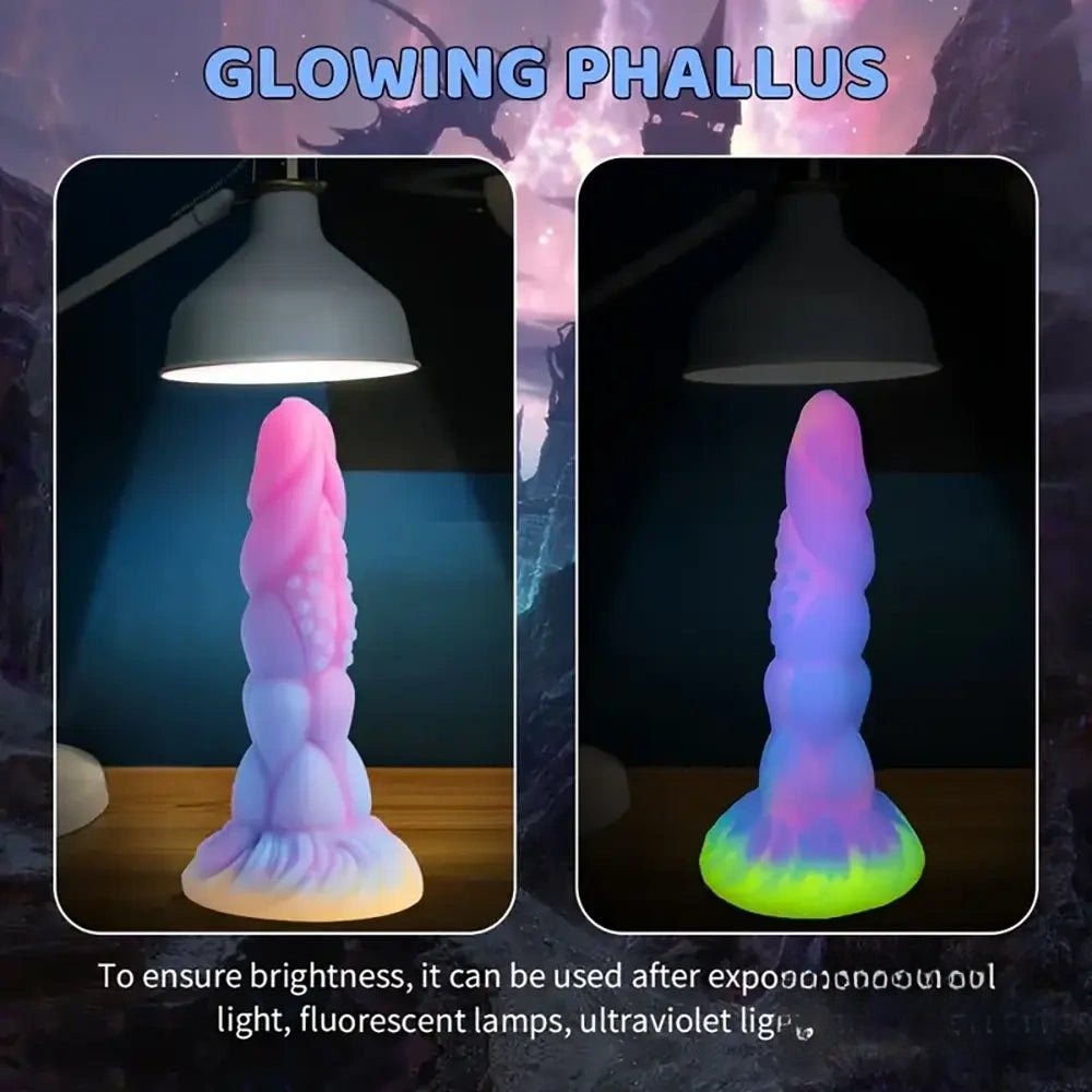 Knotted ridged silicone fantasy dildo with suction cup base, photo 2