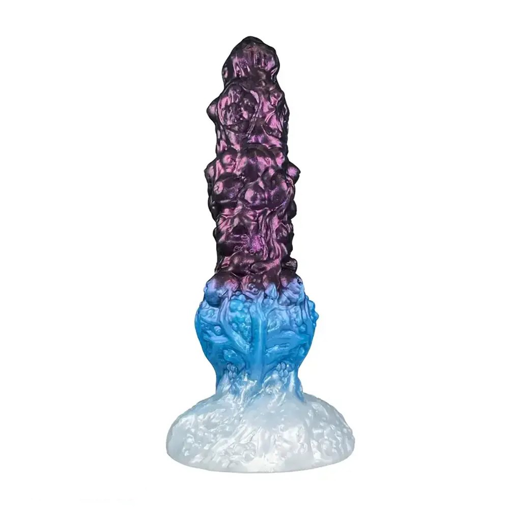 Purple and blue textured tentacle fantasy dildo, photo 1