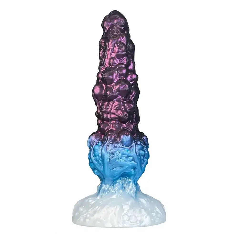 Purple and blue textured tentacle fantasy dildo, photo 2