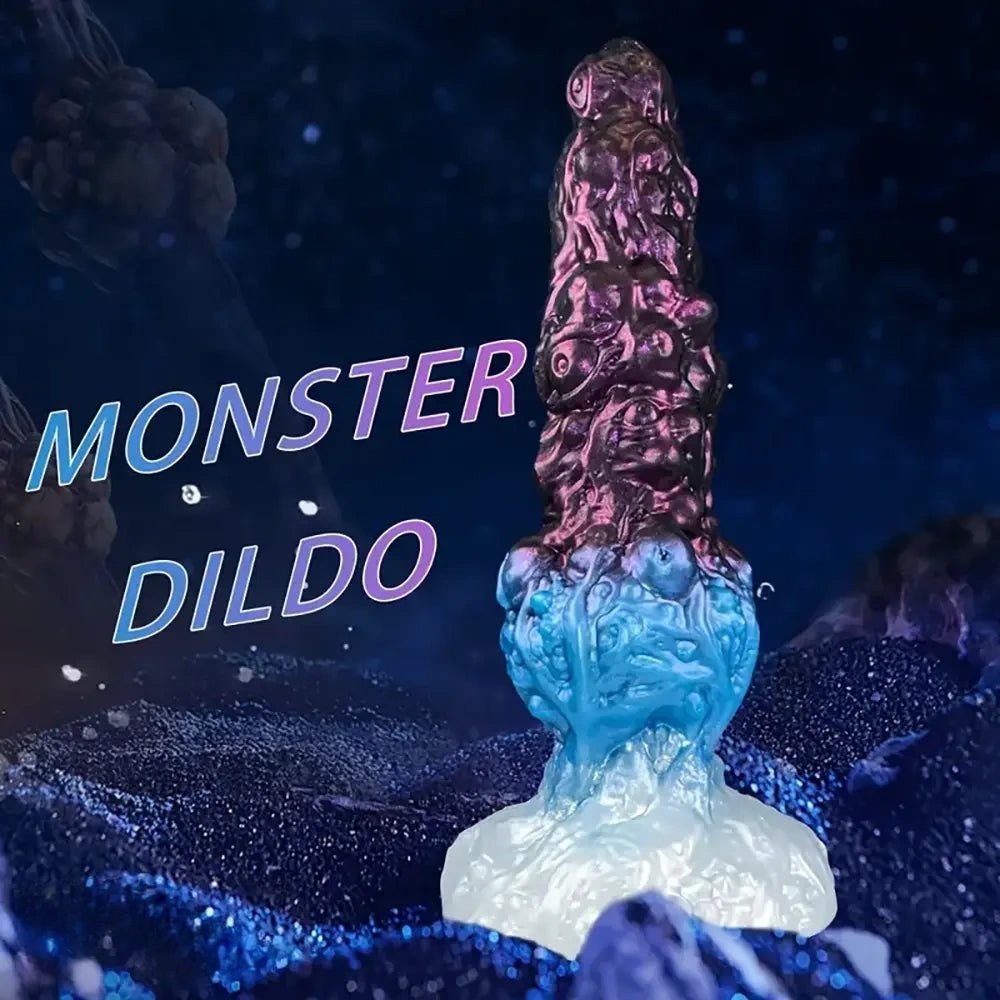 Purple and blue textured tentacle fantasy dildo, photo 3