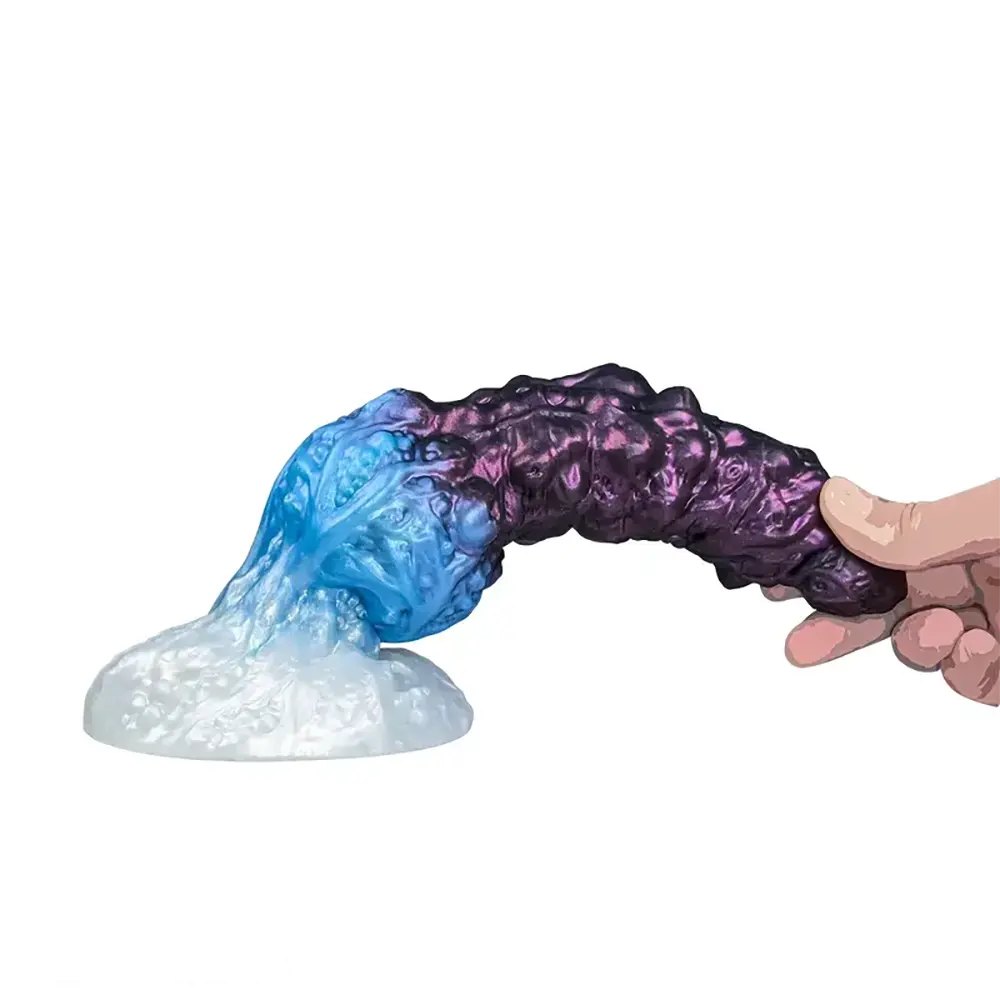 Purple and blue textured tentacle fantasy dildo, photo 4