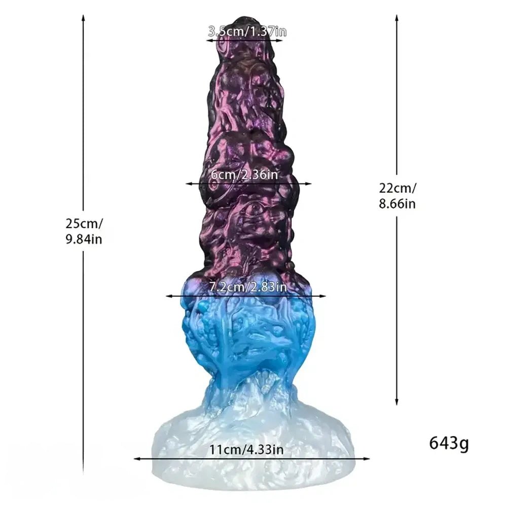 Purple and blue textured tentacle fantasy dildo, photo 7