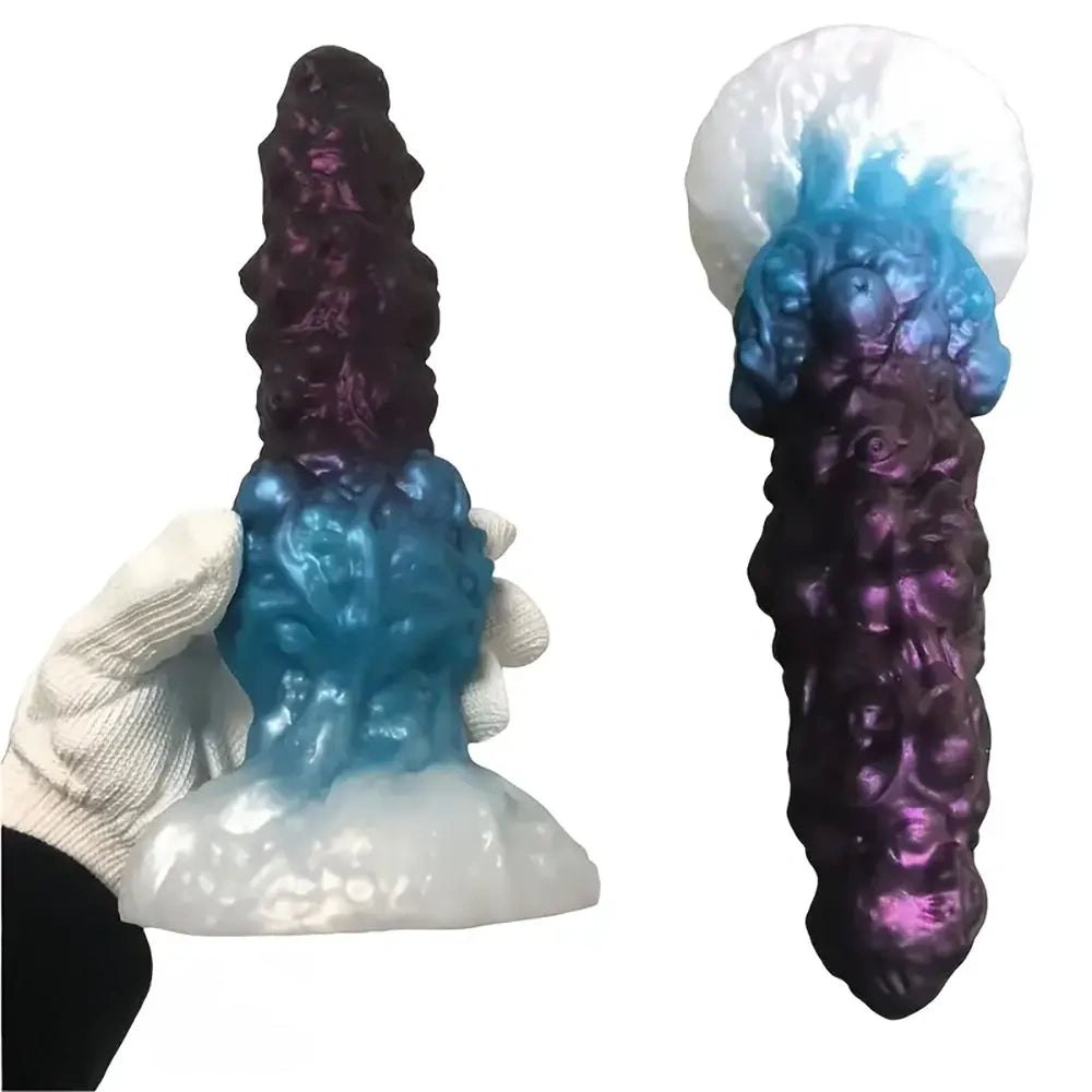 Purple and blue textured tentacle fantasy dildo, photo 8