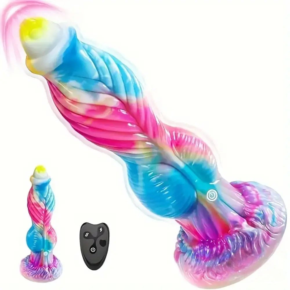 Colorful galaxy swirl silicone fantasy monster dildo, photo 1