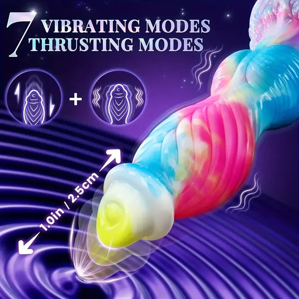 Colorful galaxy swirl silicone fantasy monster dildo, photo 3