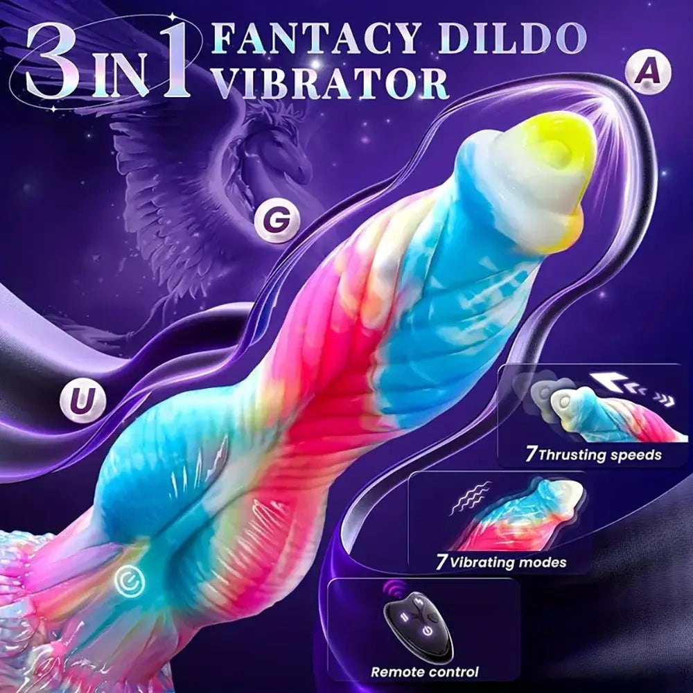 Colorful galaxy swirl silicone fantasy monster dildo, photo 4