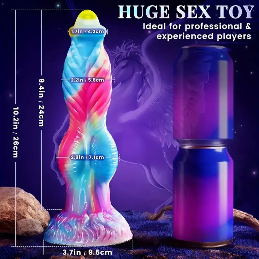 Colorful galaxy swirl silicone fantasy monster dildo, photo 6