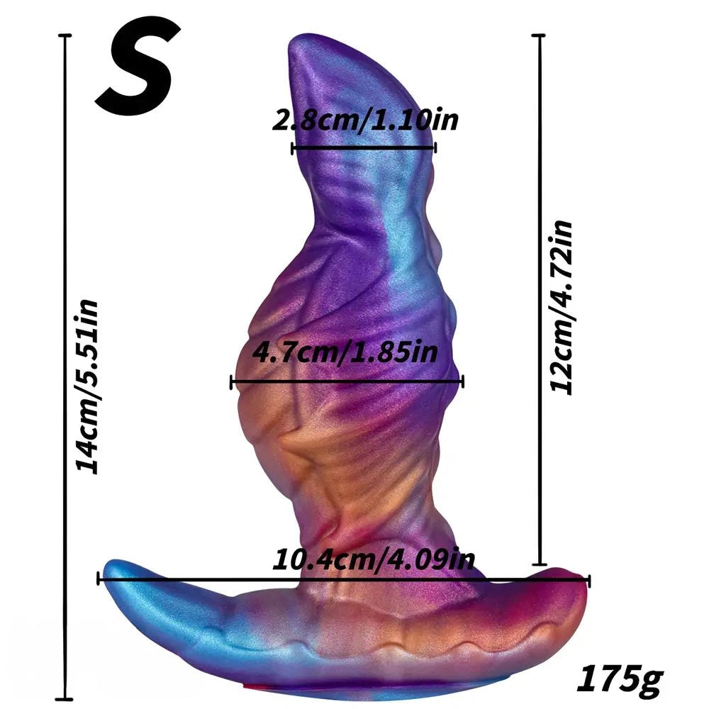 Mixed purple blue and pink fantasy dildo, photo 3