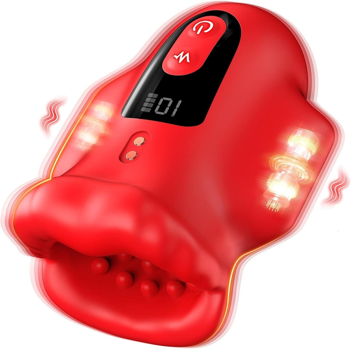 Red mouth wrap penis vibrator with LCD display, photo 1
