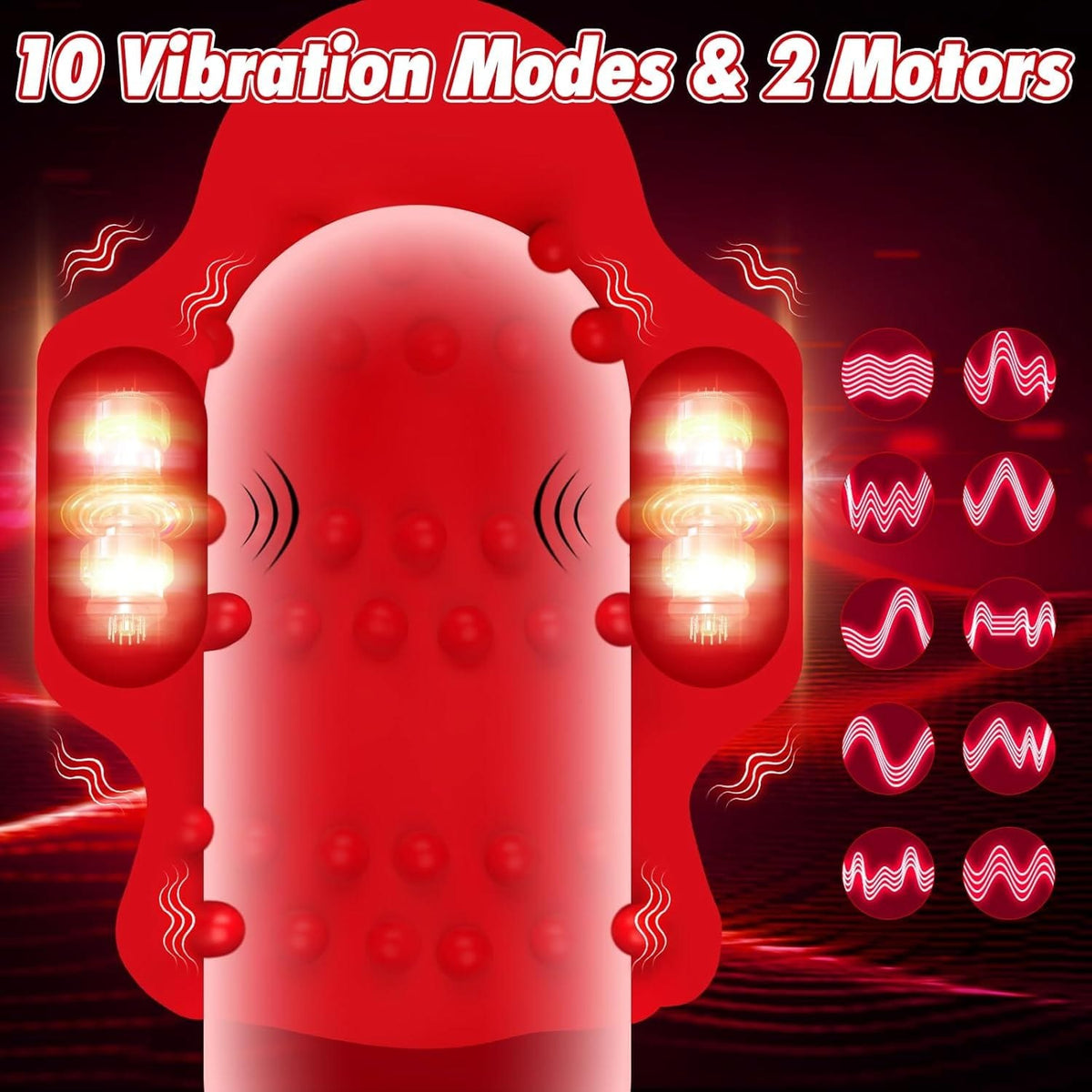 Red mouth wrap penis vibrator with LCD display, photo 2
