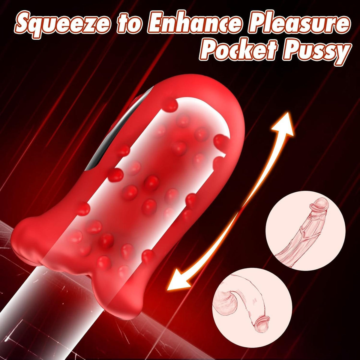 Red mouth wrap penis vibrator with LCD display, photo 3