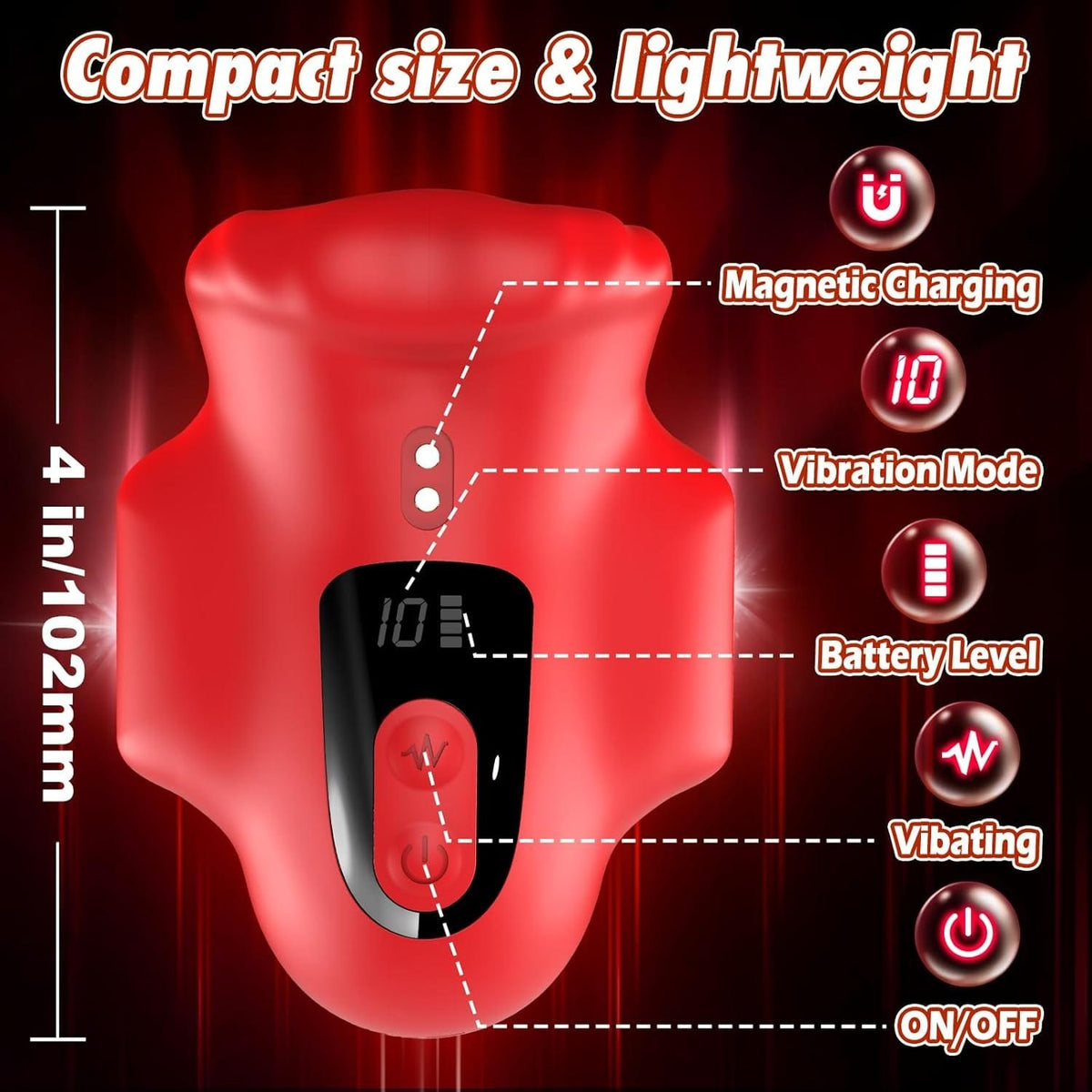 Red mouth wrap penis vibrator with LCD display, photo 6