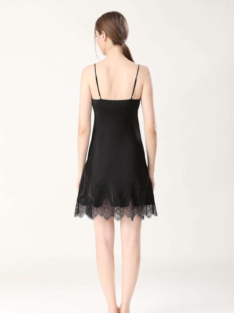 Mulberry silk v neck lace nightgown, photo 4