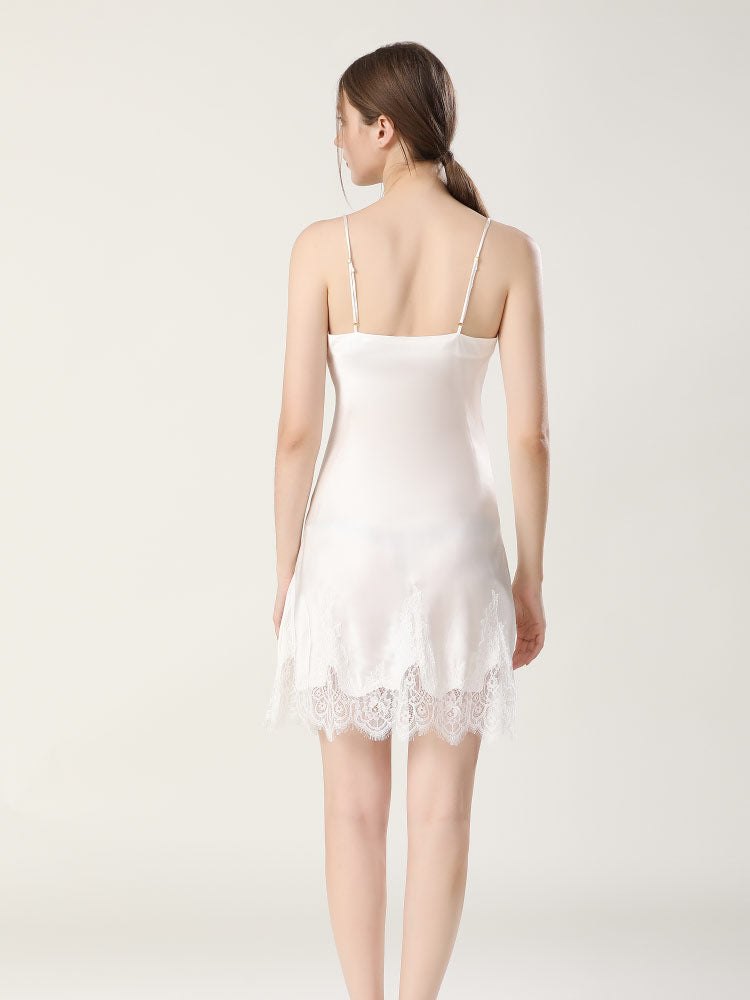 Mulberry silk v neck lace nightgown, photo 5