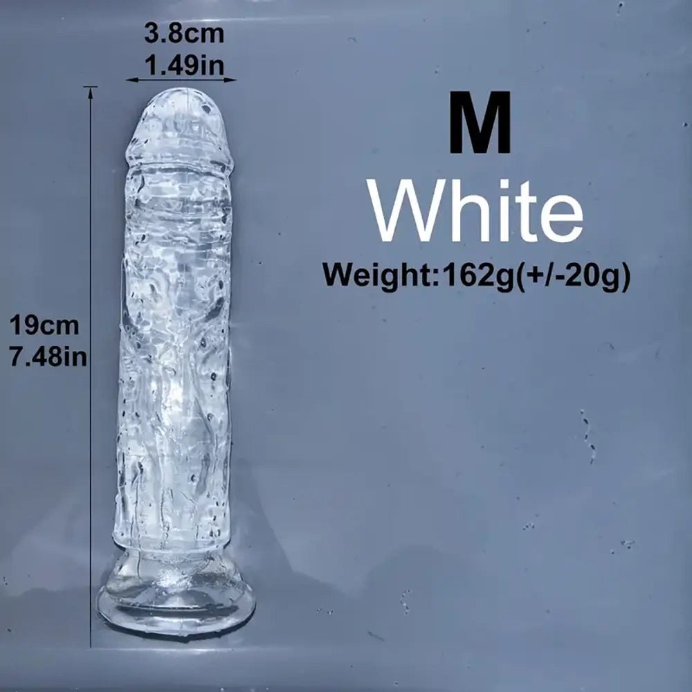 Clear multi-color jelly realistic dildo with suction cup base