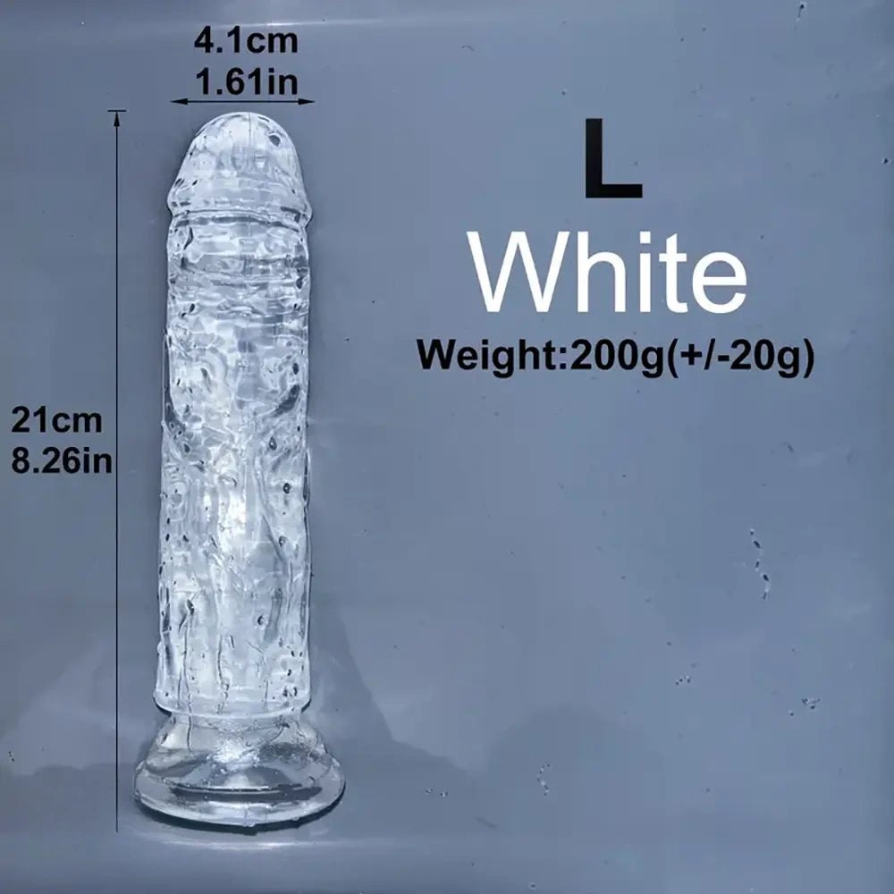 Clear multi-color jelly realistic dildo with suction cup base