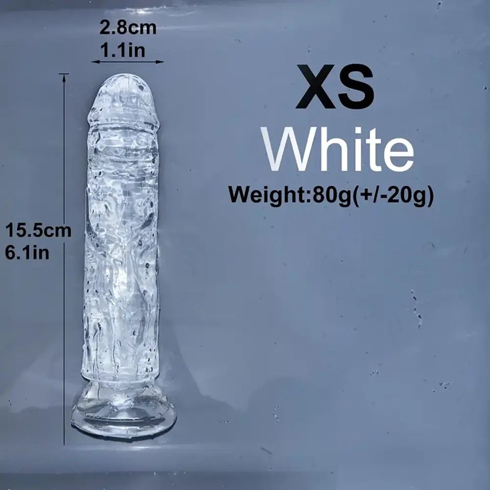 Clear multi-color jelly realistic dildo with suction cup base