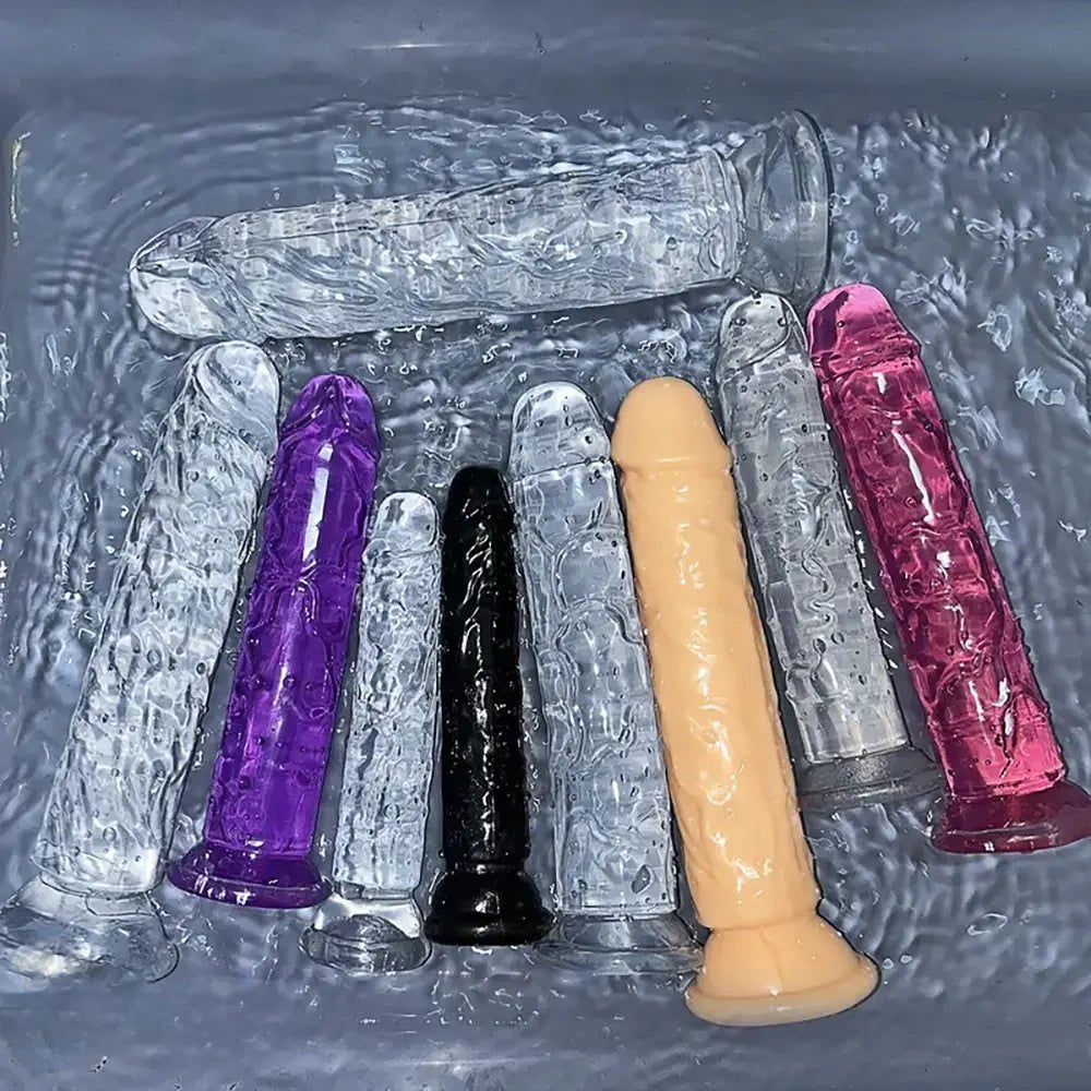 Multi-color jelly realistic dildo with suction cup base, photo 1