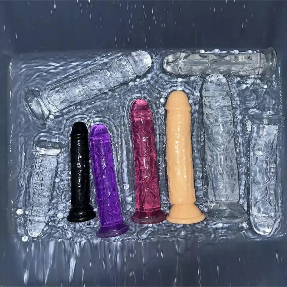 Multi-color jelly realistic dildo with suction cup base, photo 3