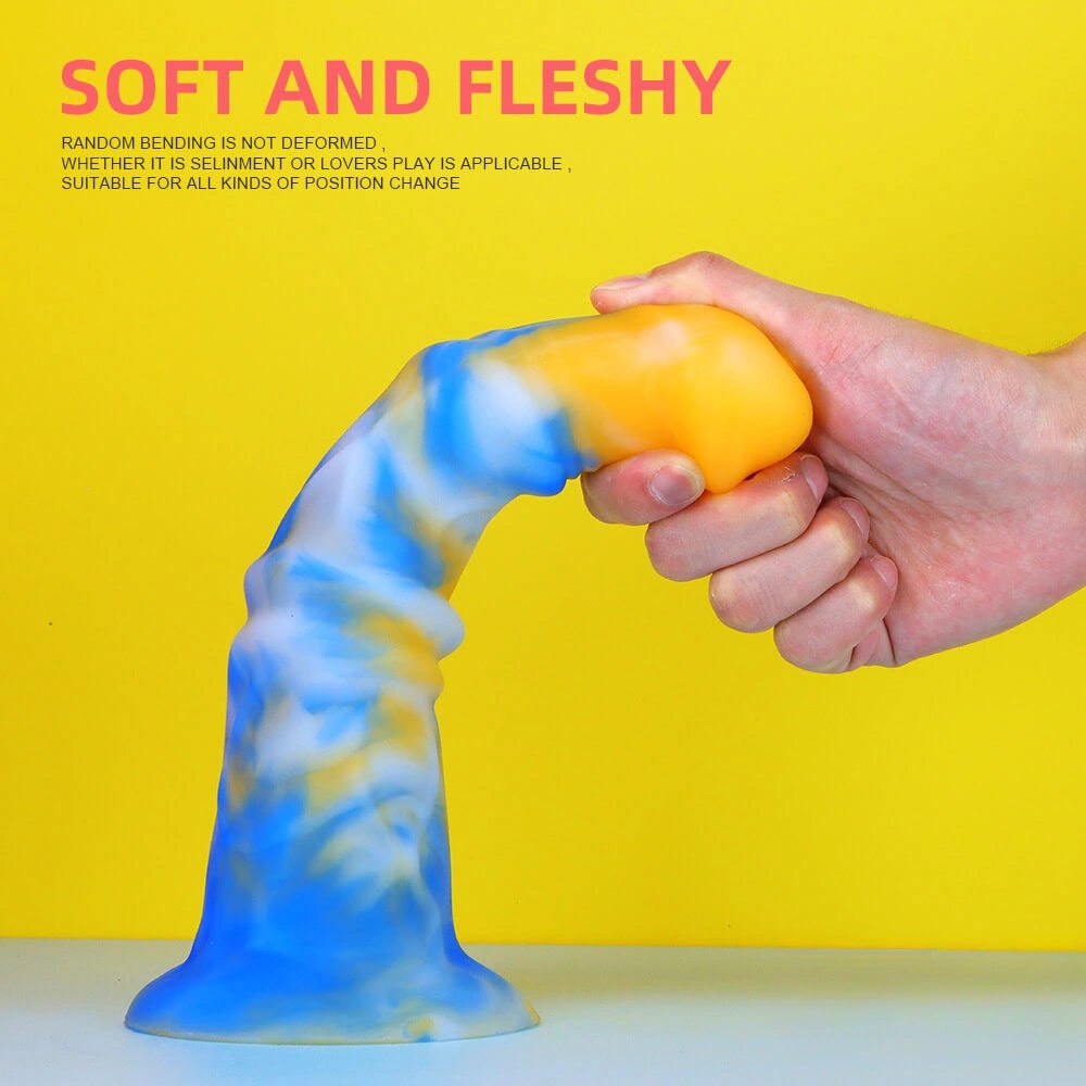 Colorful swirl liquid silicone dildo, photo 3