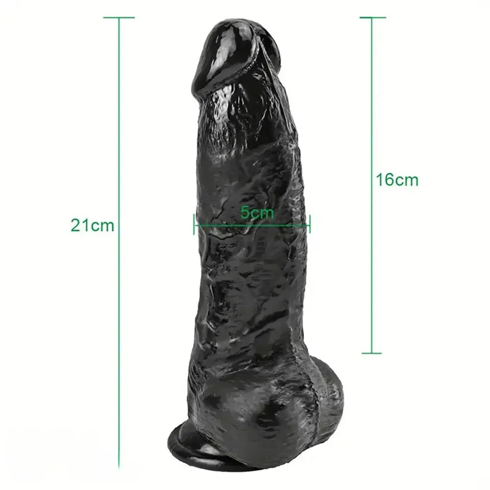 Black realistic pvc dildo with suction cup base