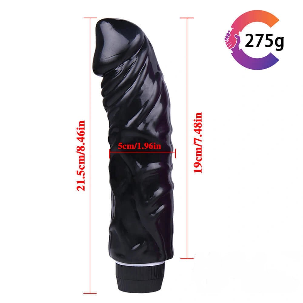 Black multi-mode vibrating realistic dildo