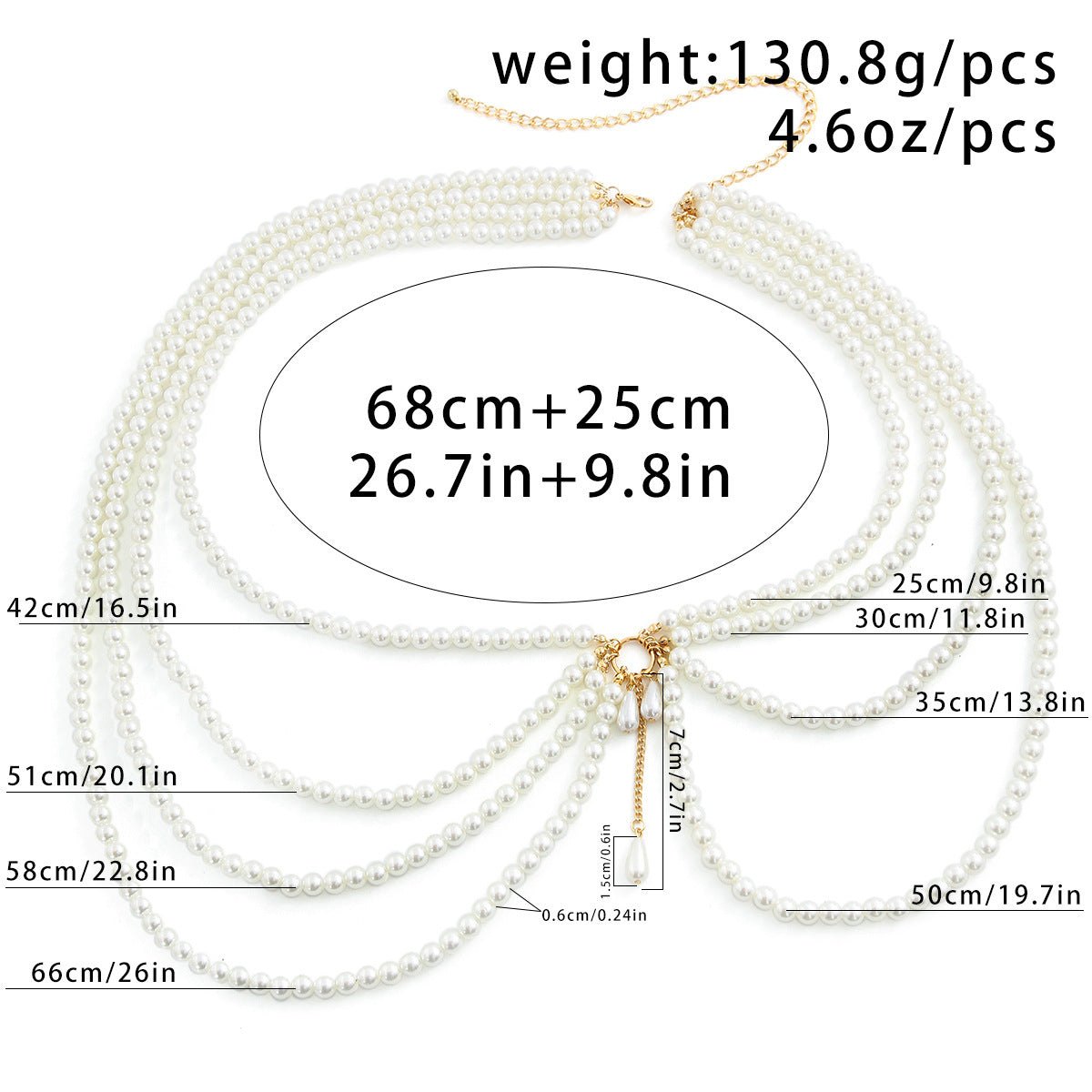 Multi strand faux pearl oring belly chain, photo 3