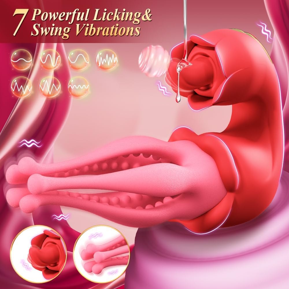 Red and pink flexible tongue clit stimulator, photo 2