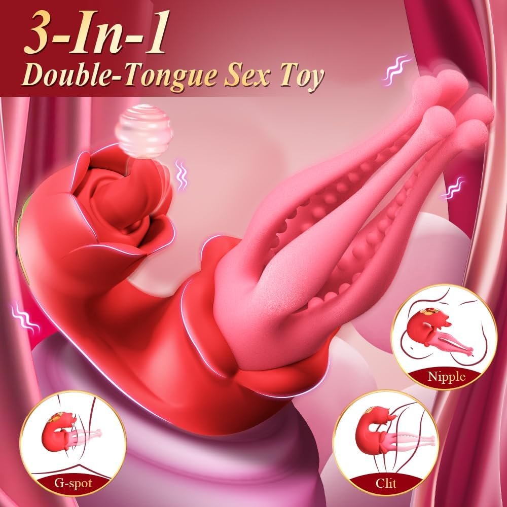 Red and pink flexible tongue clit stimulator, photo 3