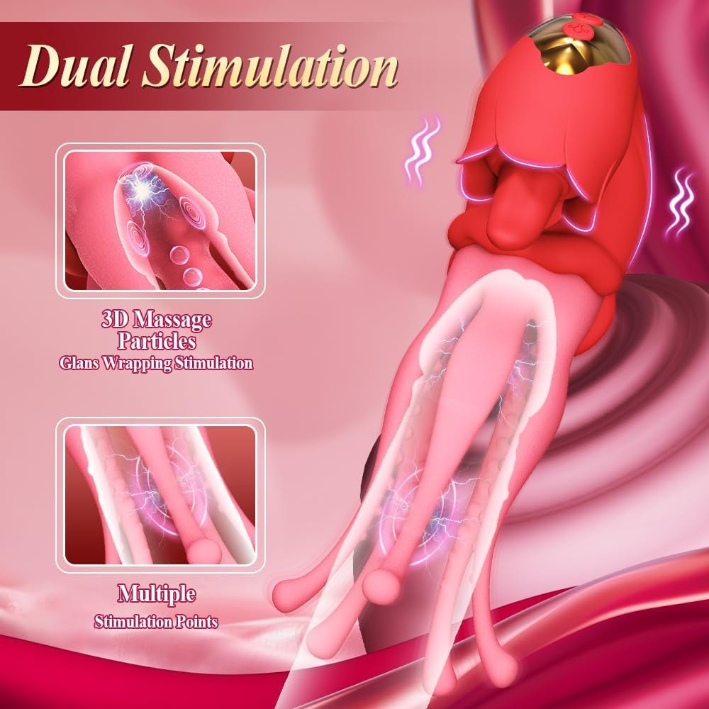 Red and pink flexible tongue clit stimulator, photo 4