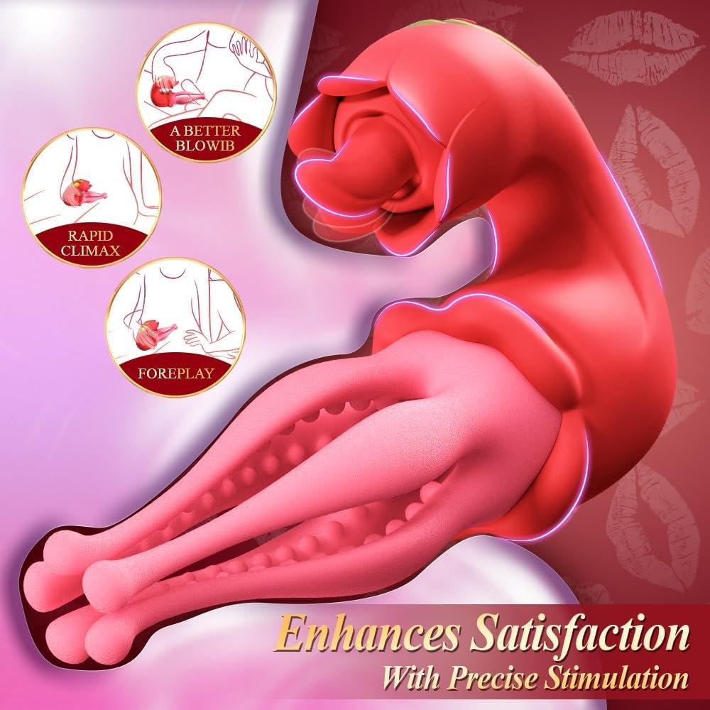 Red and pink flexible tongue clit stimulator, photo 6