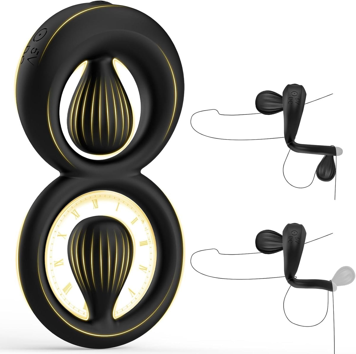 Black vibrating dual cock ring, photo 1