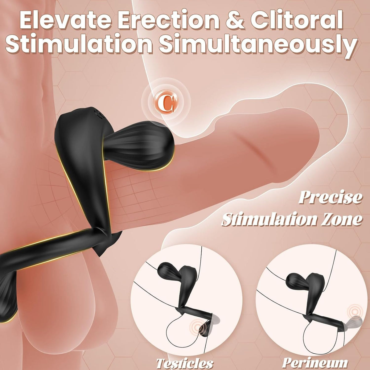 Black vibrating dual cock ring, photo 2