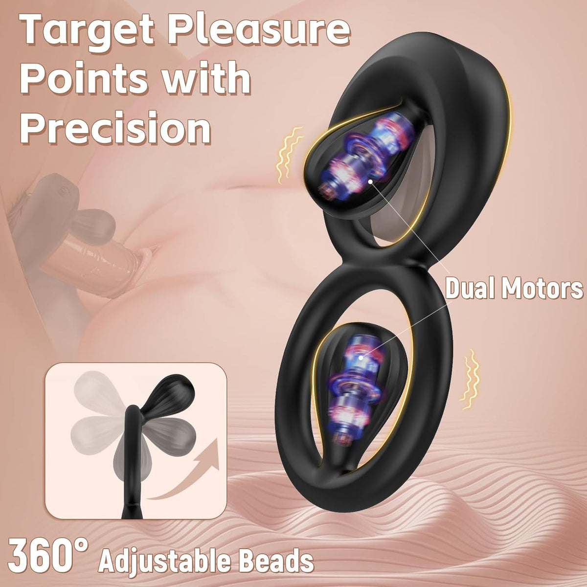 Black vibrating dual cock ring, photo 5