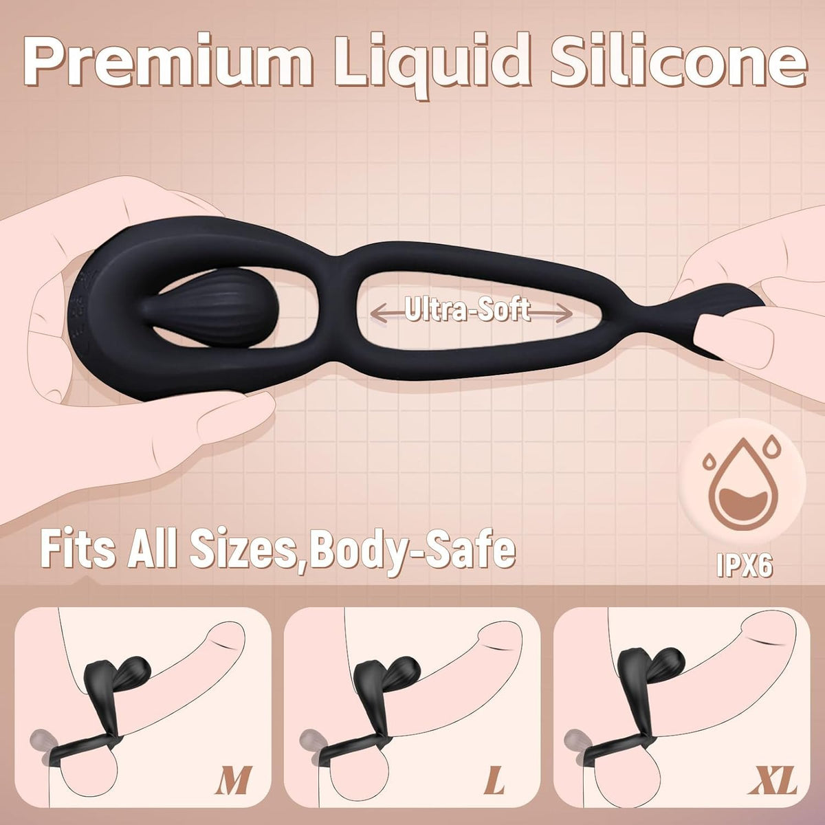 Black vibrating dual cock ring, photo 6