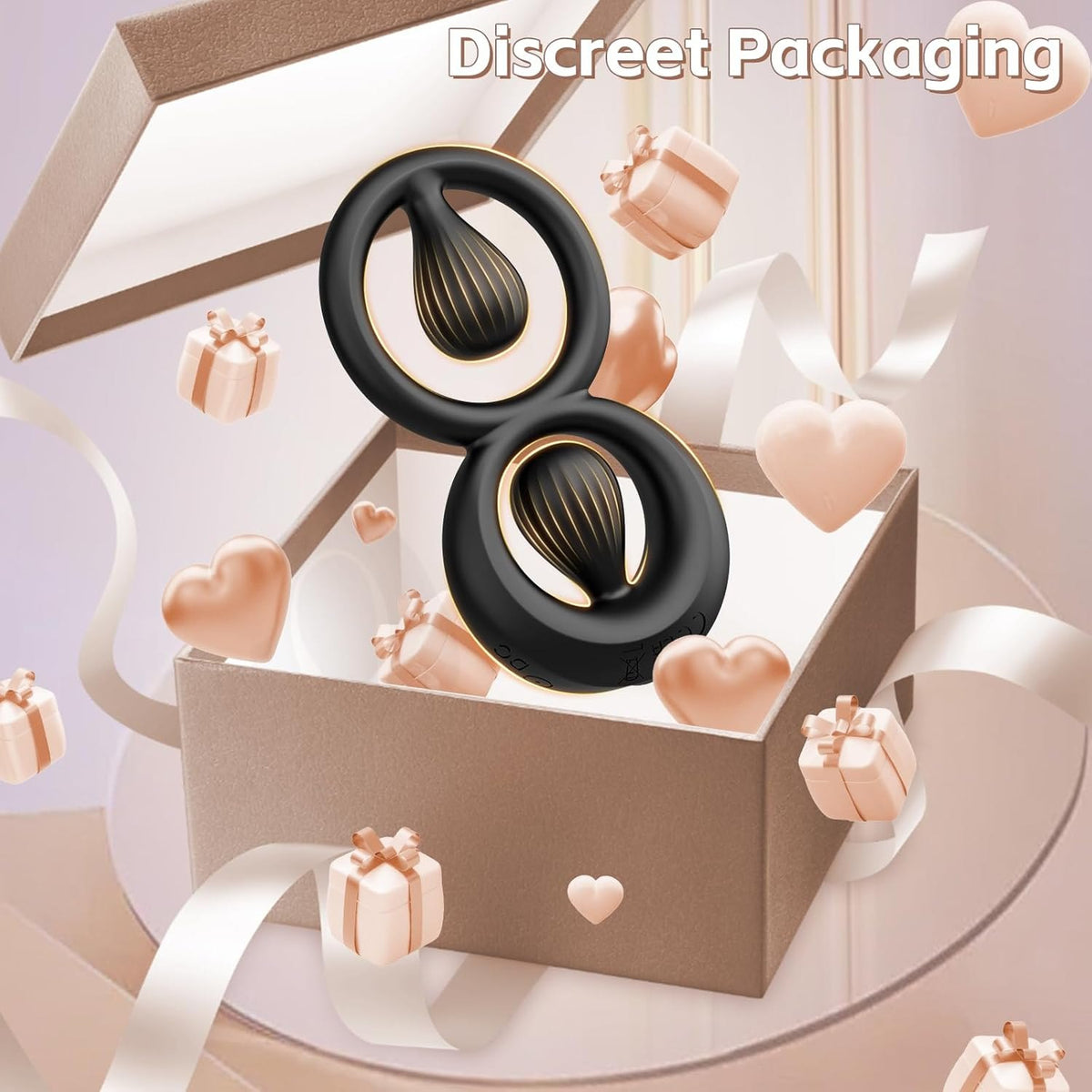 Black vibrating dual cock ring, photo 8