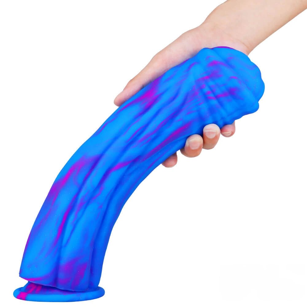 Multicolor marbled liquid silicone animal-style dildo, photo 10