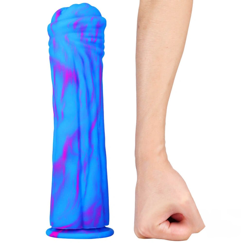 Multicolor marbled liquid silicone animal-style dildo, photo 11