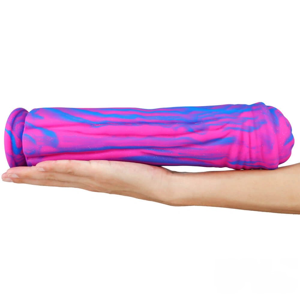 Multicolor marbled liquid silicone animal-style dildo, photo 12