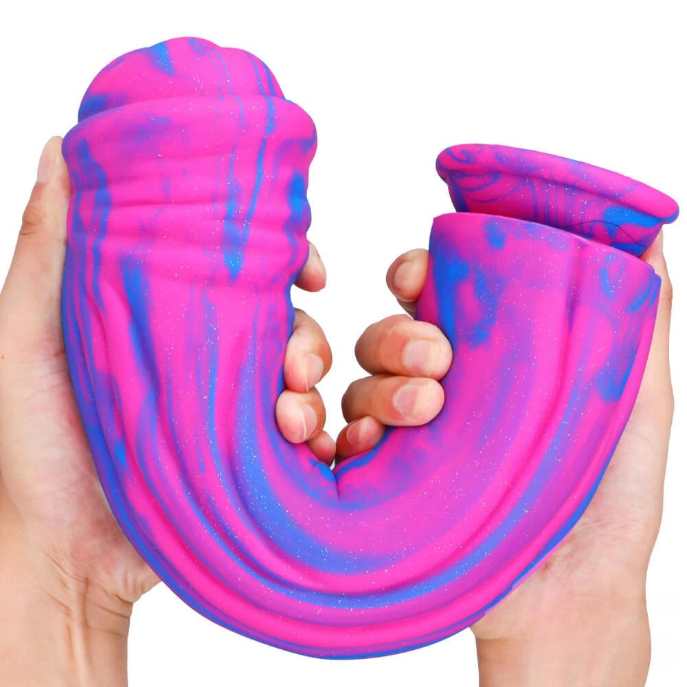 Multicolor marbled liquid silicone animal-style dildo, photo 13
