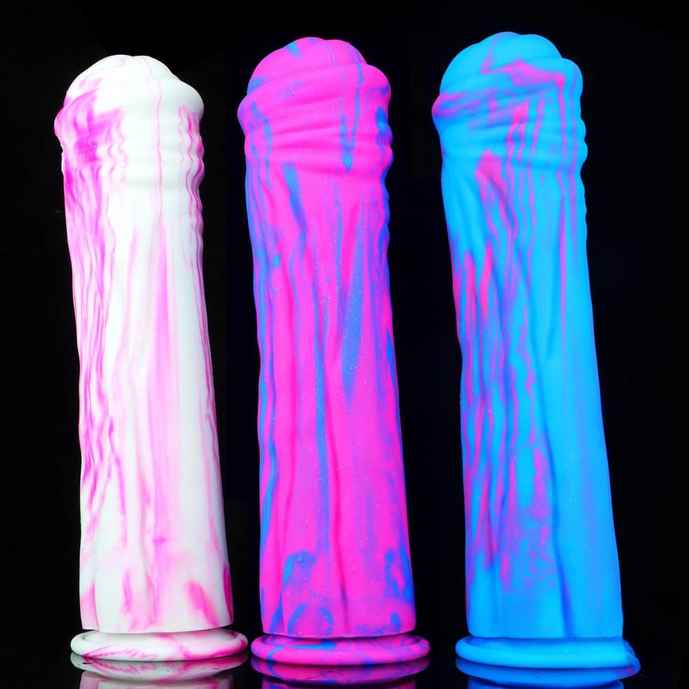 Multicolor marbled liquid silicone animal-style dildo, photo 3