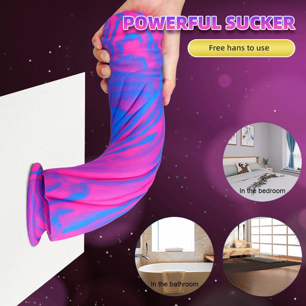 Multicolor marbled liquid silicone animal-style dildo, photo 4