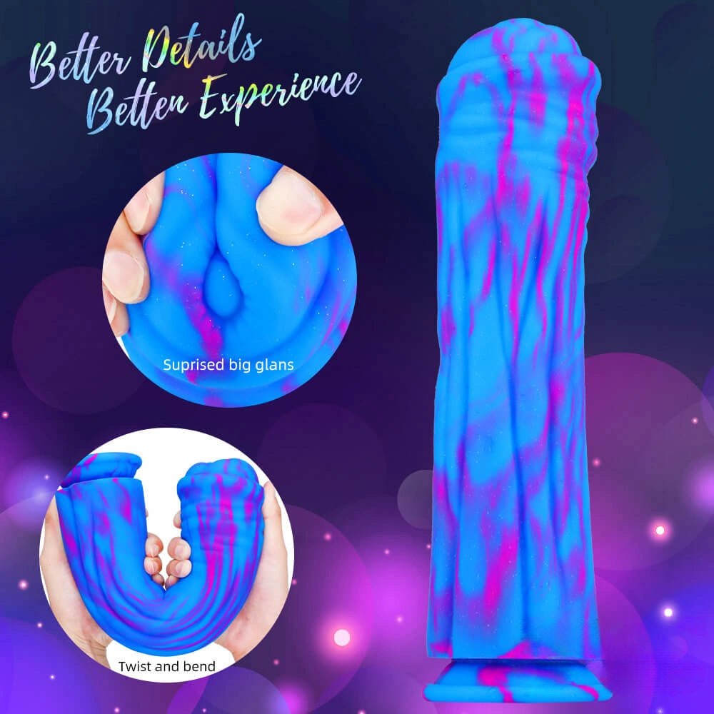 Multicolor marbled liquid silicone animal-style dildo, photo 6