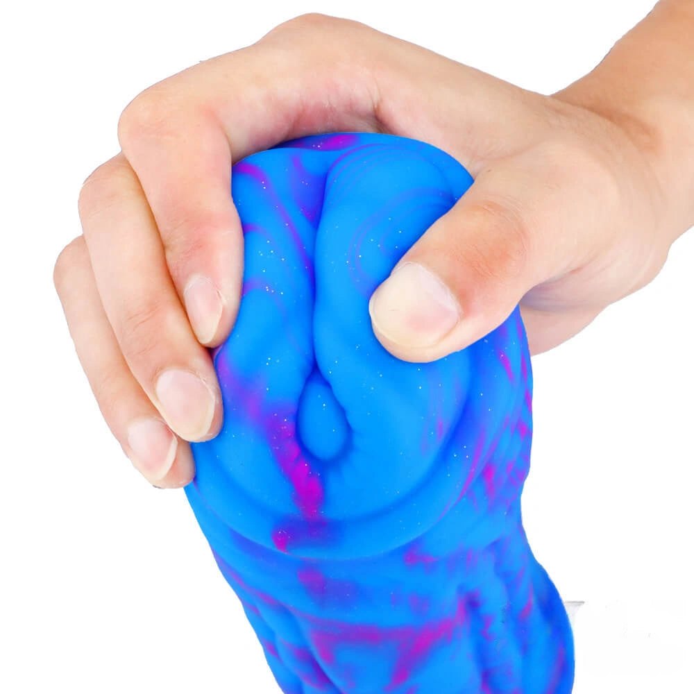 Multicolor marbled liquid silicone animal-style dildo, photo 7