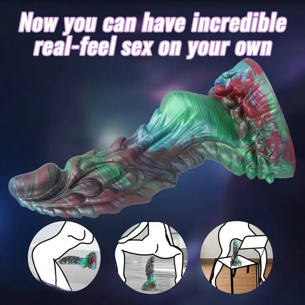 Colorful dragon scale fantasy dildo, photo 3