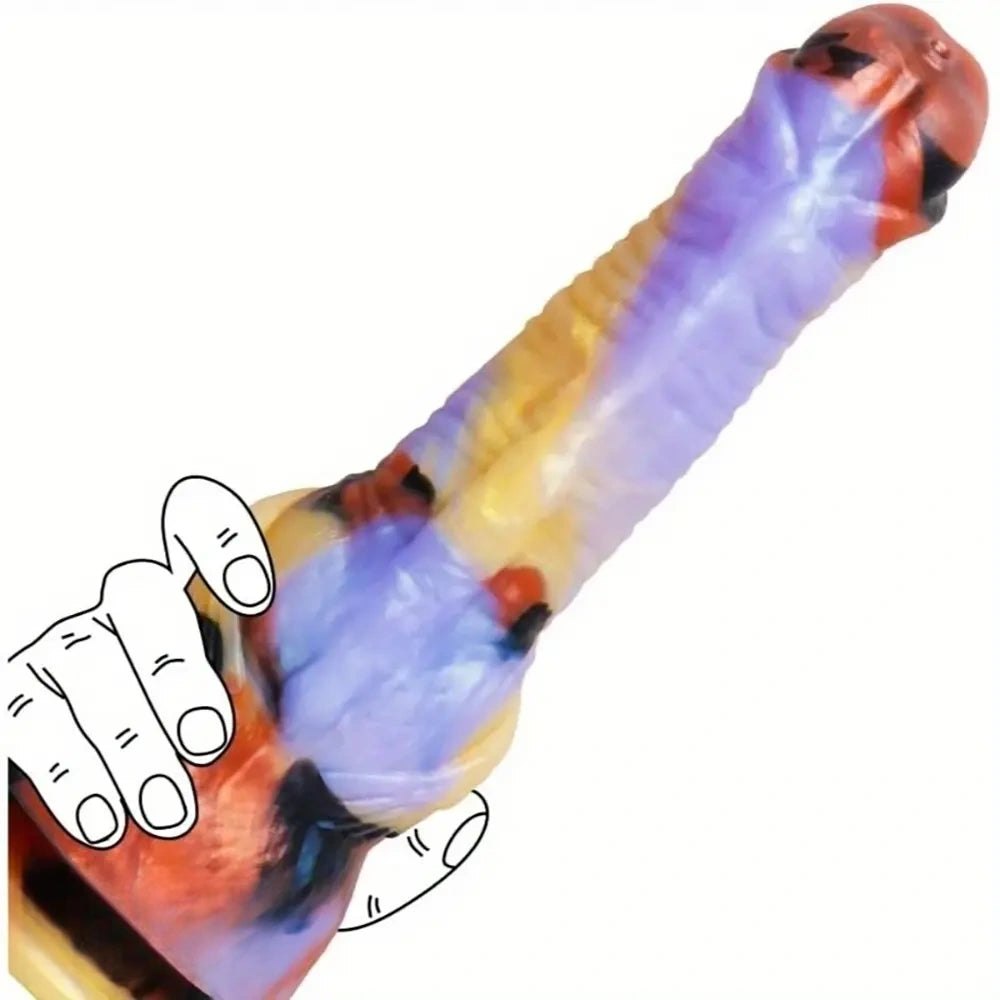 Multicolor knot-style silicone dildo, photo 1